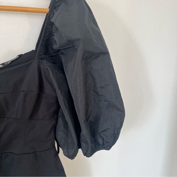 Zara Black Puff Sleeve Fitted Sweetheart Neckline Mini Dress - Picture 5 of 15